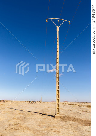 caravan of camels and the transmission line. 24948674