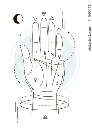 Hand with symbols of palmistry 24949478