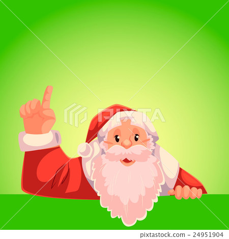 Santa Claus pointing up on a green background - Stock Illustration ...