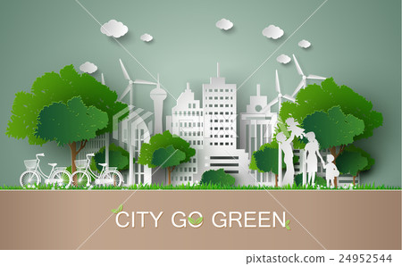 paper cut of eco concept. 24952544