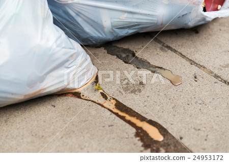 close up of rubbish bags with trash outdoors close up of rubbish bags with trash outdoors 24953172
