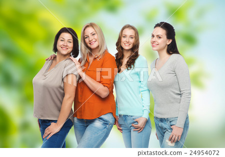 group of happy different women in casual clothes 24954072