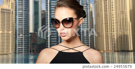 beautiful young woman in elegant black sunglasses beautiful young woman in elegant black sunglasses 24955679