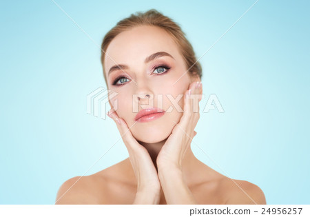 beautiful young woman face and hands 24956257
