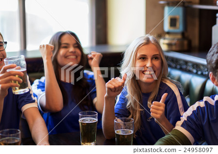 football fans or friends with beer at sport bar football fans or friends with beer at sport bar 24958097