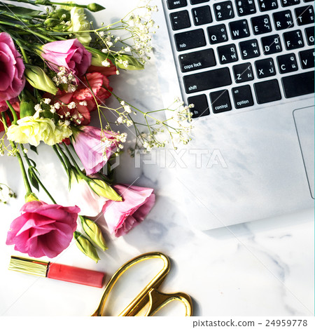 Flowers Lipgloss Laptop Desk Concept 24959778