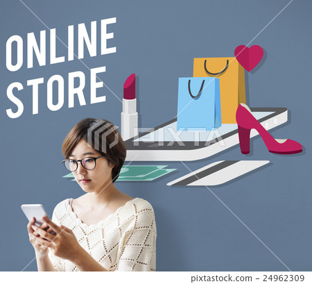 Shopping Online Shopaholics E-Commerce E-Shopping Concept Shopping Online Shopaholics E-Commerce E-Shopping Concept 24962309
