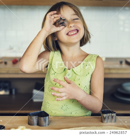 Girl Making Cookies Learning Baking Concept 24962857