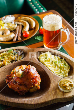 eisbein with braised cabbage, salad and beer eisbein with braised cabbage, salad and beer 24964257