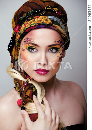 portrait of contemporary noblewoman with face art 24965473