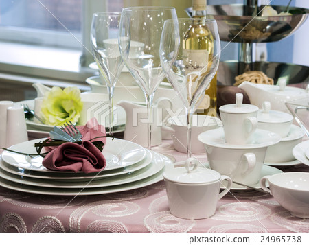 Set of dishes on table Set of dishes on table 24965738