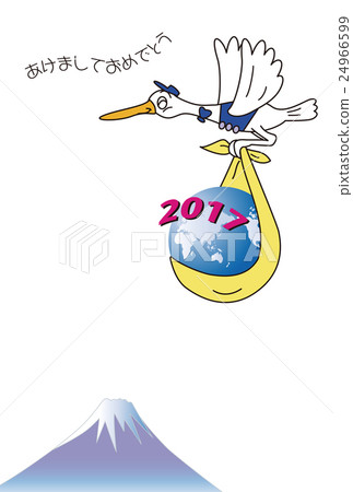 Stork of a stork carrying a New Year's card Stork of a stork carrying a New Year's card 24966599