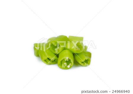 diced green pepper on a white background diced green pepper on a white background 24966940