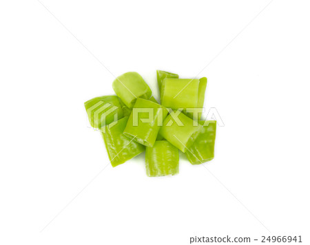 diced green pepper on a white background diced green pepper on a white background 24966941