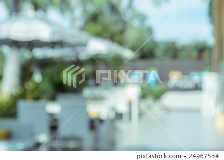 Blurred empty cafe restaurant terrace background 24967534