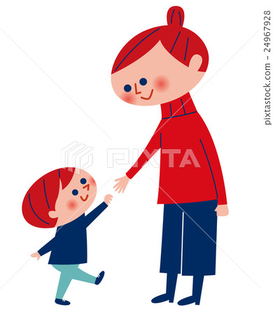 設法的母親和的孩子連接父母和孩子手 24967928