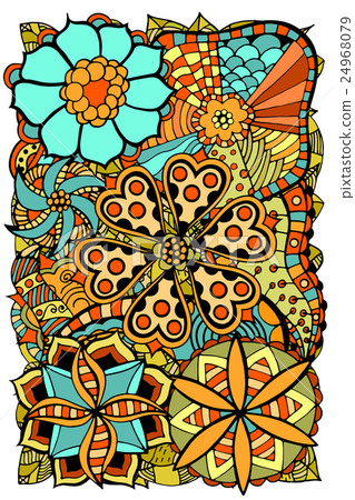 doodle flowers and leafs 24968079