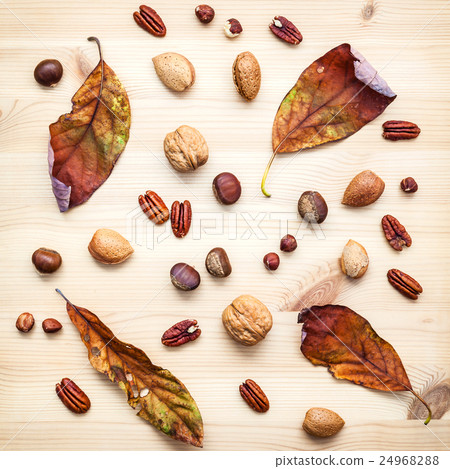 Different kinds of nuts walnuts kernels 24968288