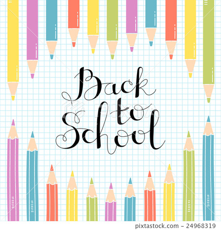 Colored Pencils on notebook sheet with a Colored Pencils on notebook sheet with a 24968319