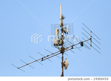 antenna and wi-fi transmitter on the roof antenna and wi-fi transmitter on the roof 24968458