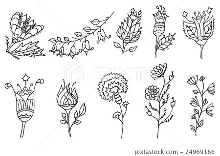Vector set of doodle flowers 24969166