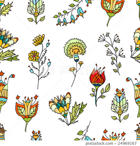 Flowers seamless pattern - Stock Illustration [24969167] - PIXTA