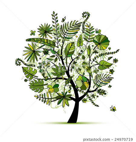 Tropical tree concept, sketch for your design Tropical tree concept, sketch for your design 24970719