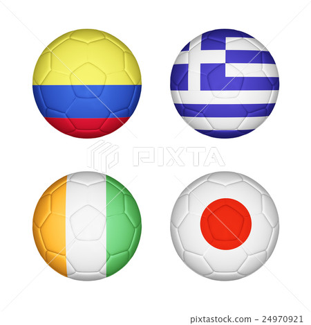Set 4 of soccer balls mapping with country flags Set 4 of soccer balls mapping with country flags 24970921