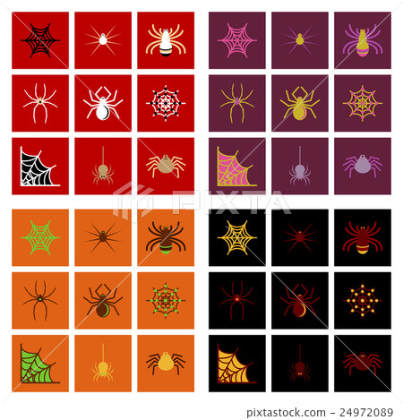 assembly flat icons halloween spider web - Stock Illustration [24972089 ...