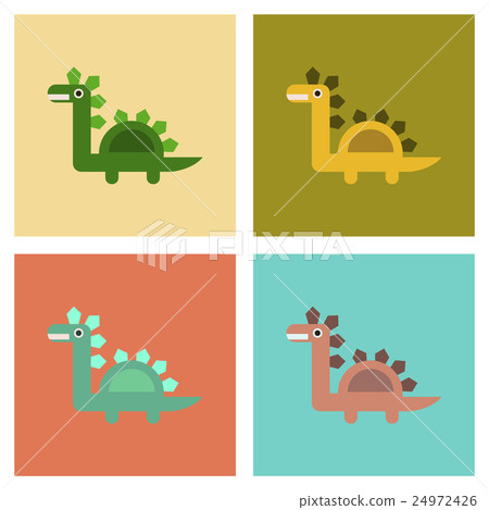 assembly flat icons cartoon dinosaur 24972426