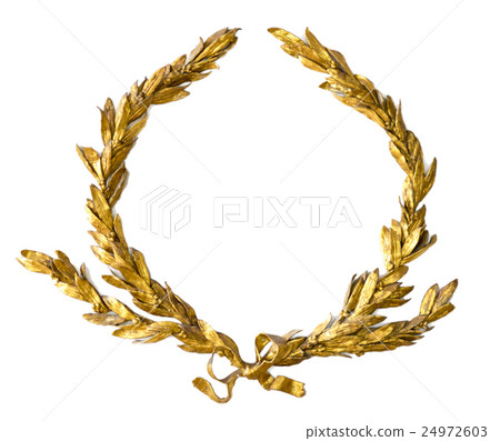 Gold laurel wreath isolated on white 24972603