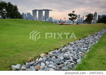 Garden with Singapore Skyline Garden with Singapore Skyline 24972831