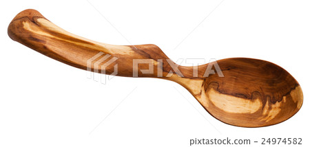 top view of wooden spoon carved from Apple wood 24974582