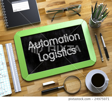 Small Chalkboard with Automation Logistics. 3D. Small Chalkboard with Automation Logistics. 3D. 24975071