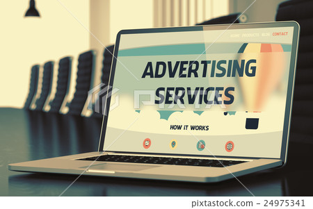 Advertising Services Concept on Laptop Screen. 3D. 24975341
