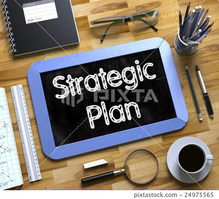 Strategic Plan Handwritten on Small Chalkboard. 3D 24975565