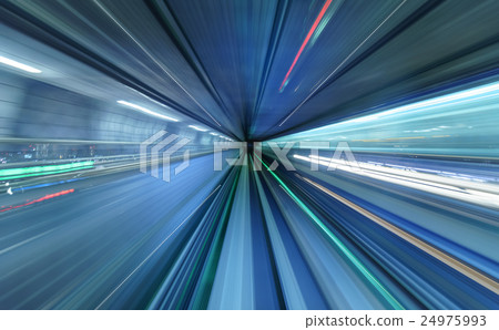 Motion blur of train moving in Tokyo, Japan 24975993