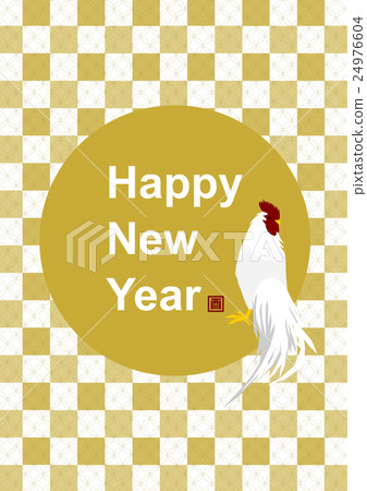2017新年的有氧運動每年年輕雞例證日本樣式背景 24976604