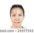 Face of beautiful asian woman before and after retouch 24977343