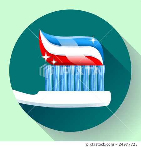 Toothbrush with toothpaste Icon flat style - Stock Illustration ...