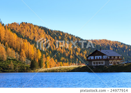 Autumn landscape from mountain lake 24977914