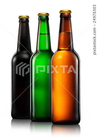 Set of beer bottles isolated on white background 24978303