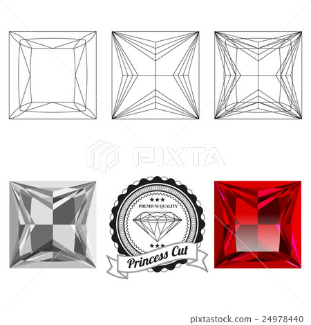 Set of princess cut jewel views 24978440