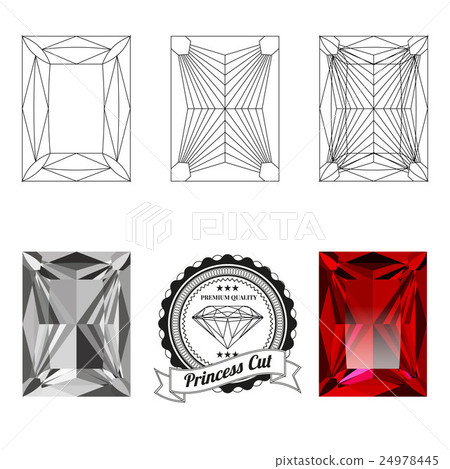 Set of princess cut jewel views Set of princess cut jewel views 24978445