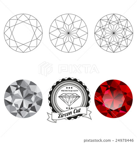 Set of zircon cut jewel views 24978446