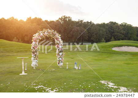 Floral arch on the green field 24978447