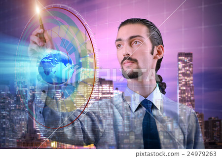 Businessman in global business concept Businessman in global business concept 24979263