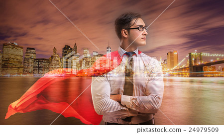 Man with red cover in super hero concept Man with red cover in super hero concept 24979509
