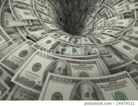 Funnel made of hundred dollar banknotes Funnel made of hundred dollar banknotes 24979532