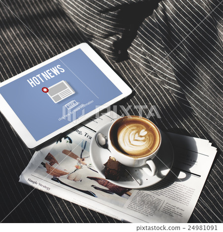 Hot News Newsletter Announcement Daily Concept 24981091